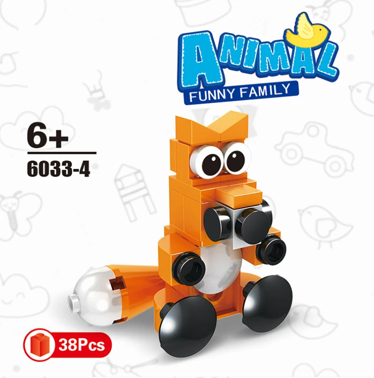 Cartoon Animal Model Building Blocks para Crianças,