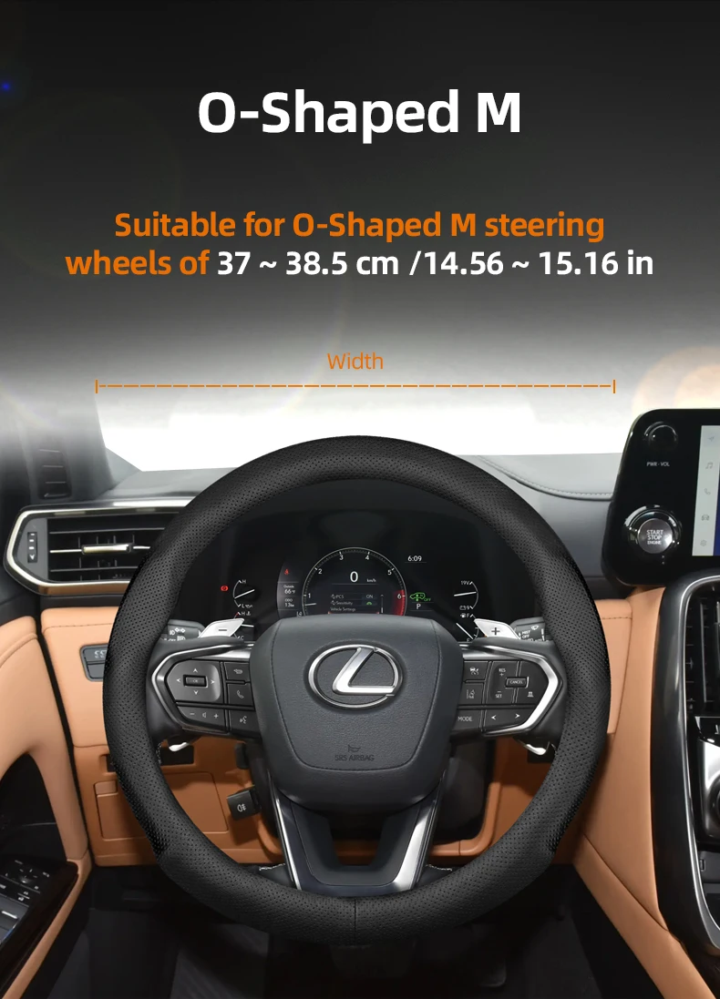 Geeignet für Lexus. Ultradünner, atmungsaktiver Leder-Lenkradbezug. Geeignet für Is250 Gs300 Lx 570 Nx Is350 2019 Es350 Gx460 Is 300 Ls400 Is300 2021 F Sport Rx 350 Nx300H Lbx 200t Ls500 – Detail 4