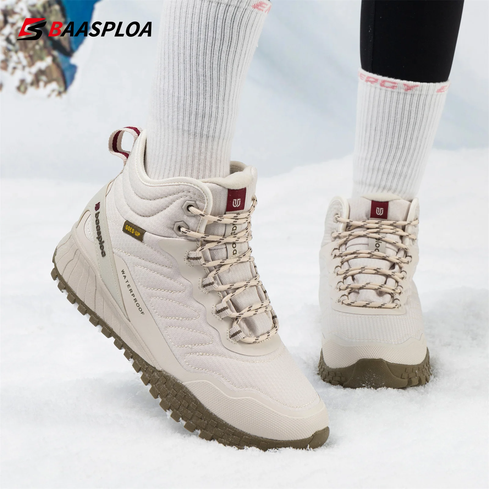 2023 Baasploa Women's Winter Ankle Boots Sports Shoes Waterproof Non-Slip Comfortable Warm Plush Women's Cotton Shoes 6
