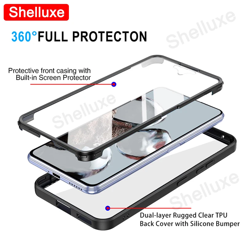360 Full Body Clear Case Shelluxe Silicone Double-Sided Cover