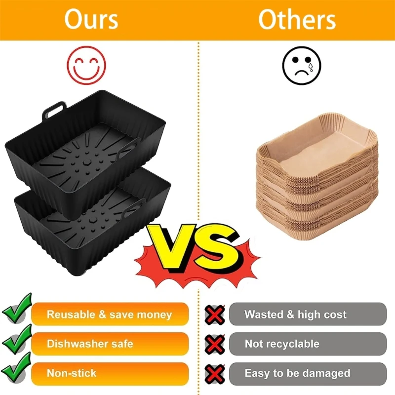 D0AB 2Pcs Airfryers Accessories Silicone Mould for Hot Air Fryer Air Fryer Silicone Mould Insert Accessory
