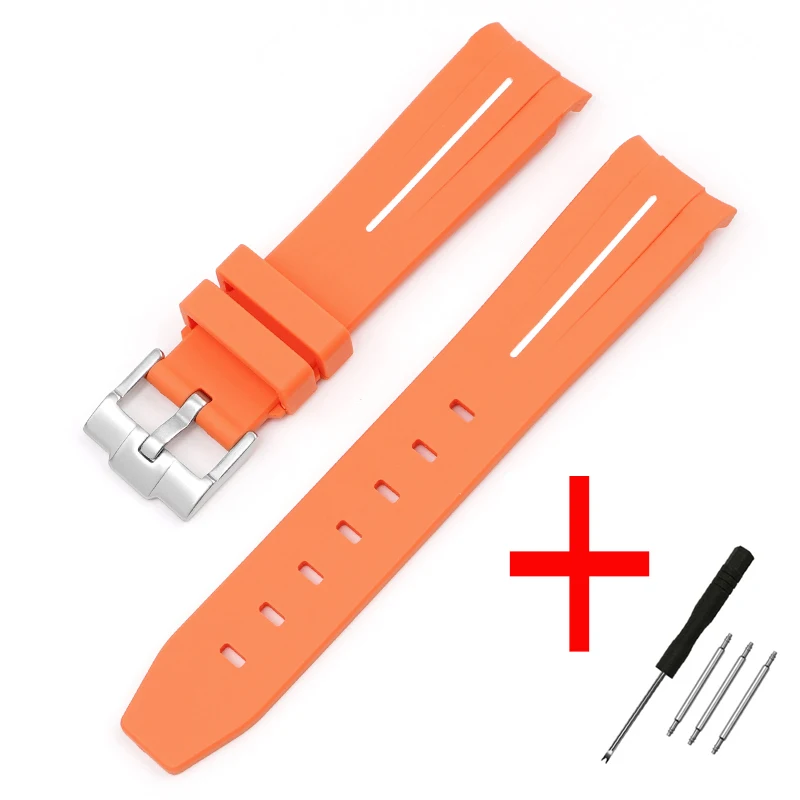 20mm Curved End Waterproof Rubber Sports Watch Strap