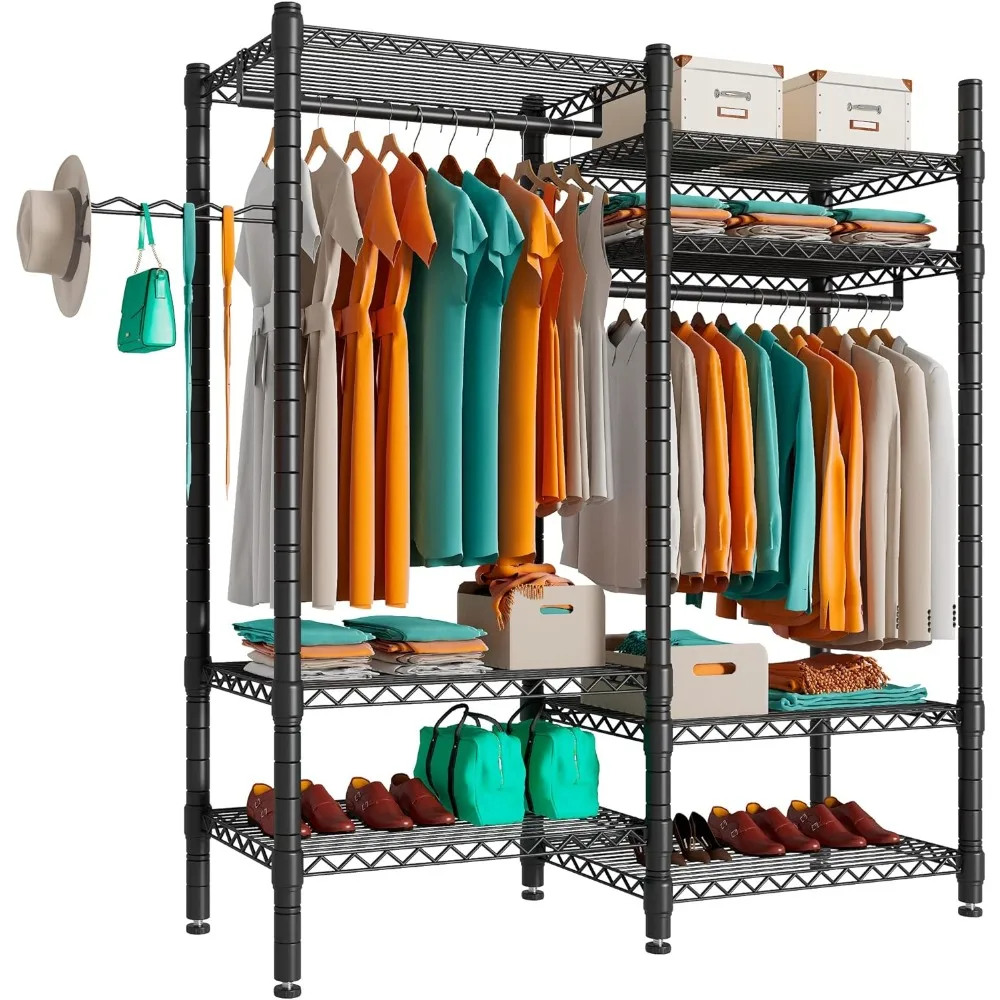 

7 Tier Heavy Duty Hanger with 2 Booms, Metal Hanger for Hanging Clothes, Large Portable Metal Wardrobe with Maximum Load 620 lbs