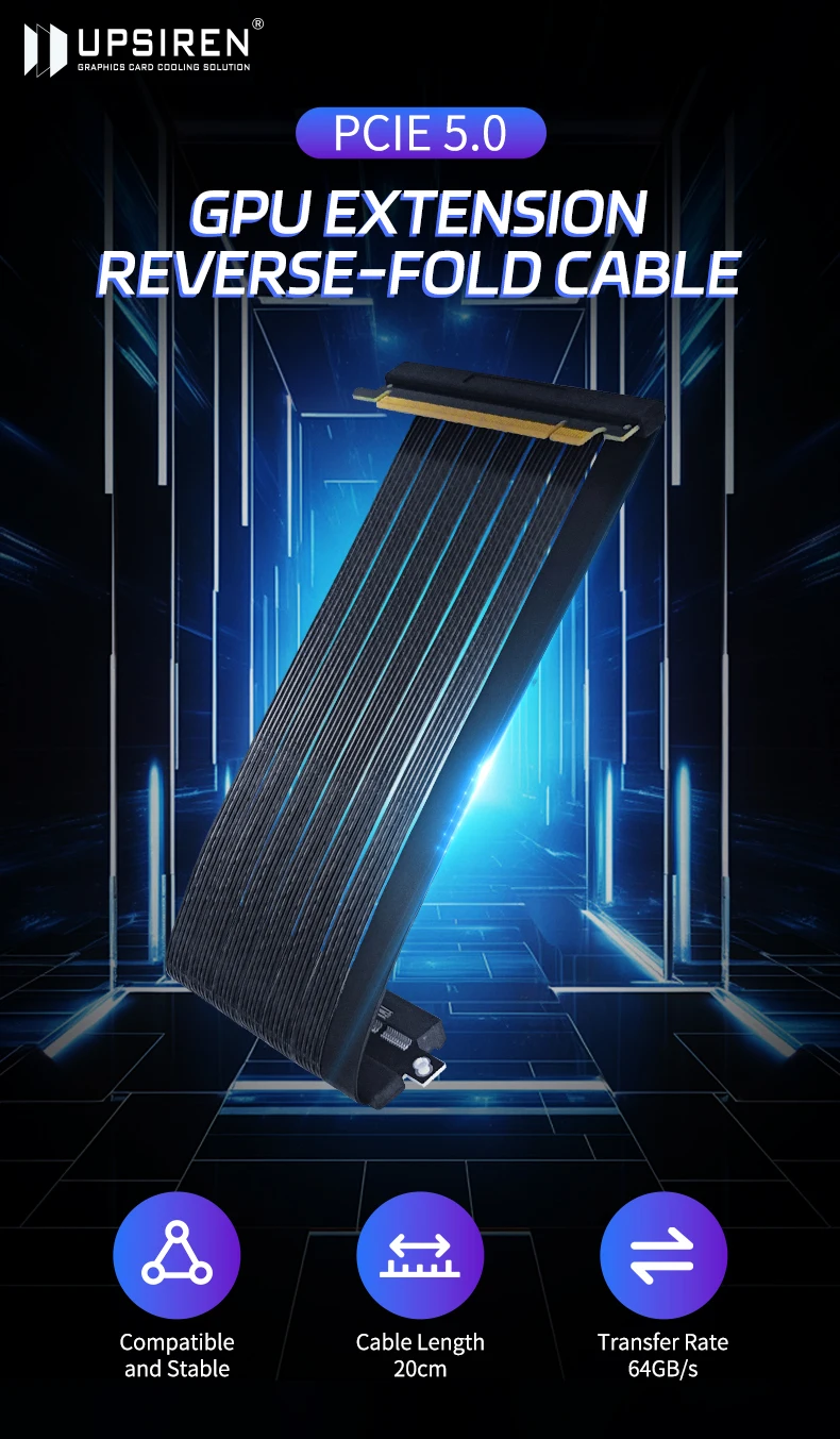 PCIE 5.0 x16 GPU extension cable Gold Finger Immersion Gold Process Anti-electro
