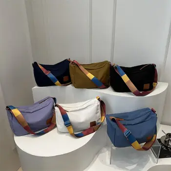 Fashion Canvas Crossbody Bags Solid Color Vintage Messenger Bag Colored Shoulder Strap Shoulder Bag Outdoor Sports 1