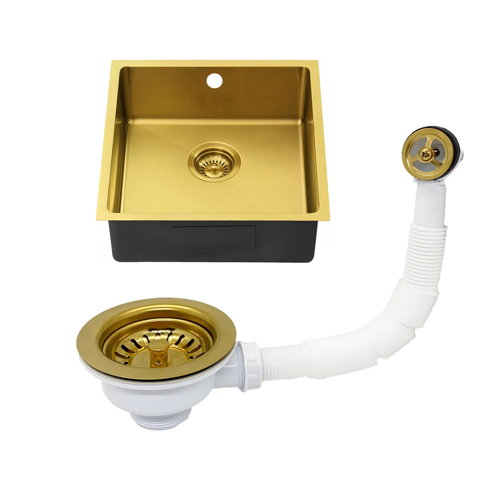 Qualidade Golden Kitchen Sink Filtro Plug Overflow Drain Basket Sus 304 Durável Kitchen Waste Bowl Kit 114 mm Substituição