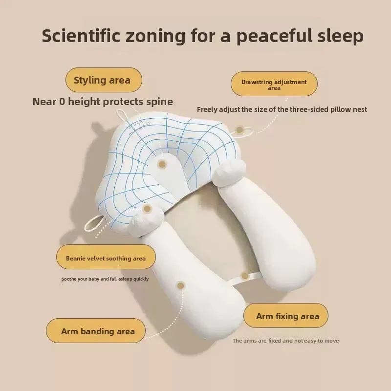 وسادة أطفال متعددة الوظائف لحديثي الولادة مزدوجة الجوانب مهدئة للنوم وسادة سرير وسادة أدوات فراش الطفل