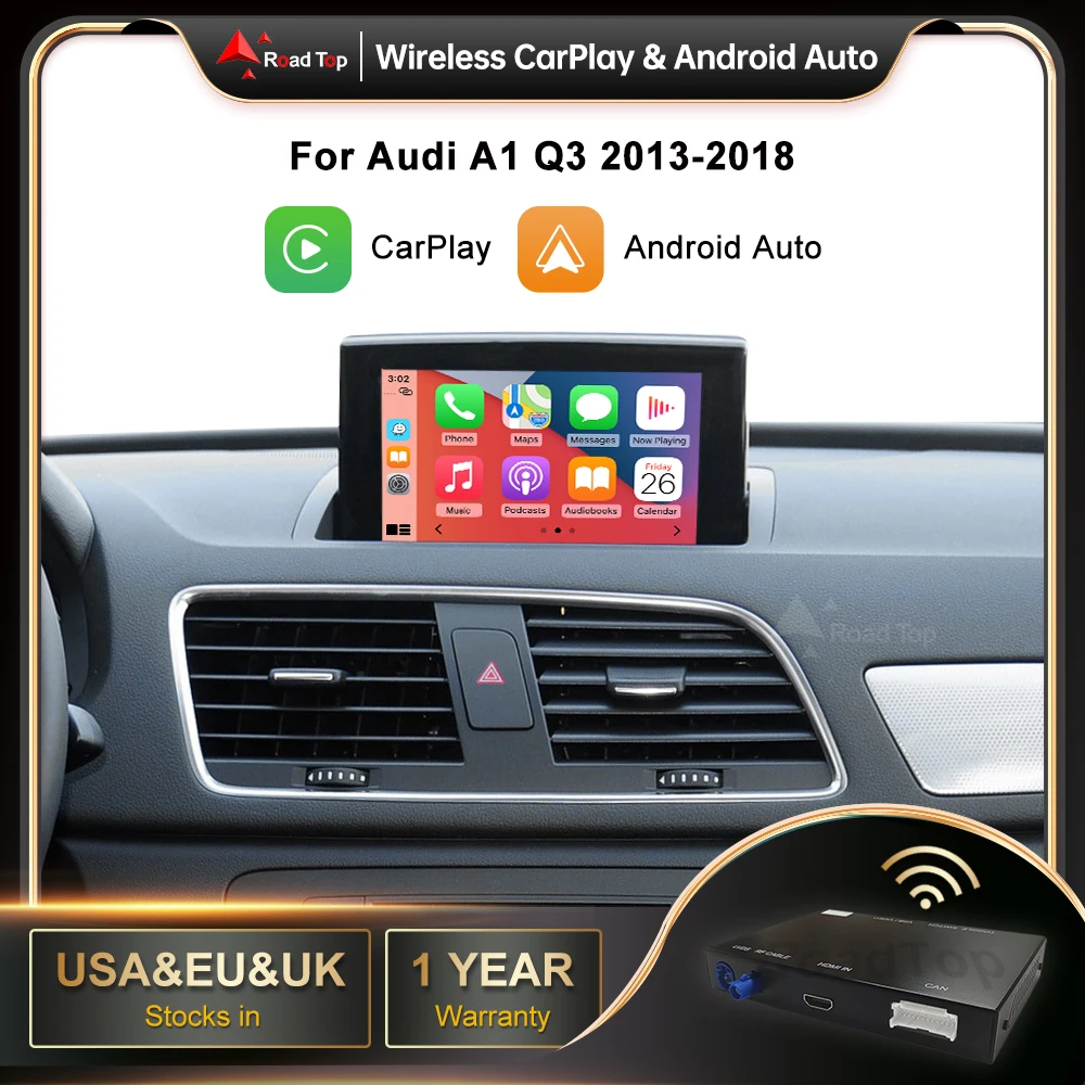 

Road Top беспроводной CarPlay Android автомобильный интерфейс для Audi A1 Q3 RMC 2013-2018, с функциями AirPlay Mirror Link