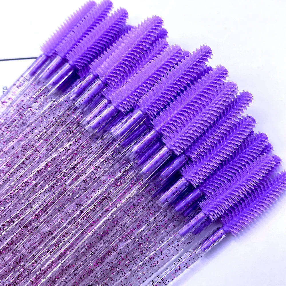 50pcs Crystal Silicone Eyelash Brush Eyebrow Wands Applicator Makeup Brushes Eyelash Extension Spoolie Microbrush Cosmetics Tool