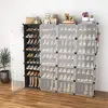 Adjustable Portable Shoe Storage Organizer 80 Pairs  Rack Cabinet with Door Easy Assembly Waterproof Plastic   2