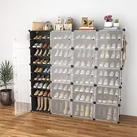 Adjustable Portable Shoe Storage Organizer 80 Pairs  Rack Cabinet with Door Easy Assembly Waterproof Plastic   2