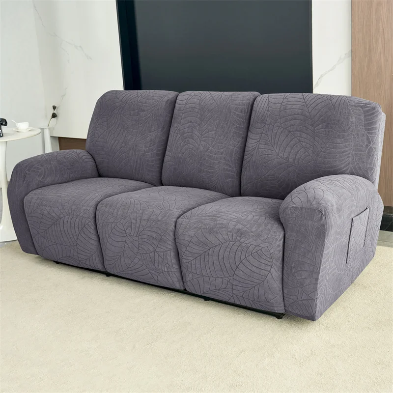 1 3 Seater Recliner Sofa Cover Elastic All-inclusive Massage Sofa Slipcover For Living Room Leaves Lounger Armchair Couch Cover