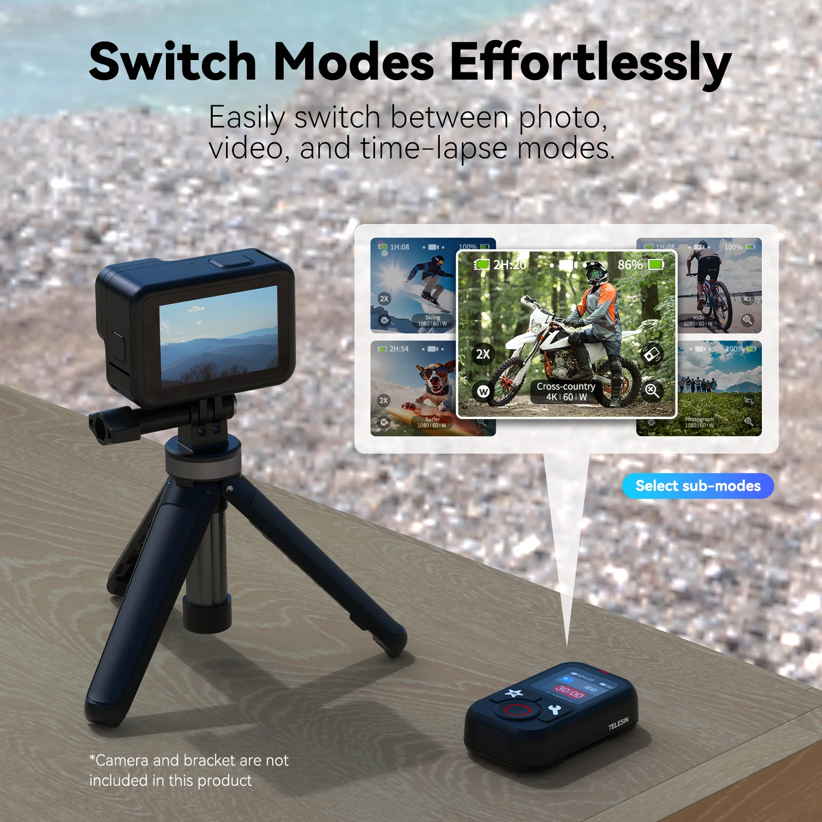 Telecomando Bluetooth TELESIN Per GoPro Hero 8-13 - Impermeabile, Fino A 5 Telecamere, 80m Di Portata - Foto 9