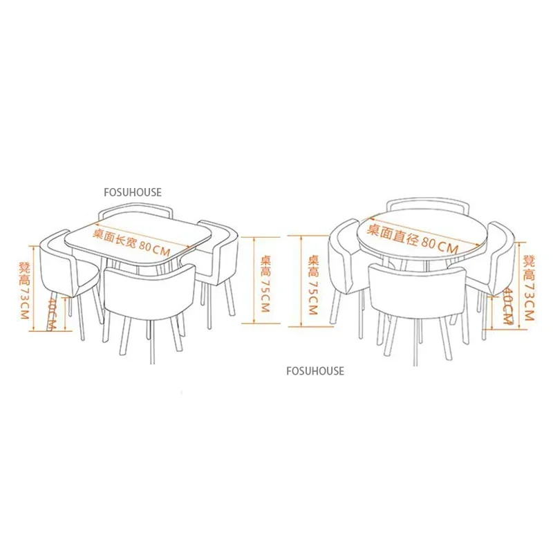 Conjunto de mesas de jantar redondas nórdicas, móveis para sala de jantar, cozinha, conjunto de mesa de jantar com 4 cadeiras, luz para casa, mesas centrais de luxo 6