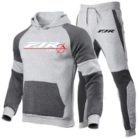 2024 FJR 1300 Motorcycle Men's Brand Fashion High Quality Fashion Color Matching Hoodie Pull Rope Sweatpants Leisure New Suit 2