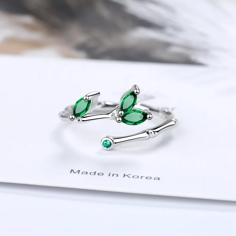 Silver Rings 925 Sterling Silver Twig Green Leaf Rings For Women Luxury Designer Jewelry Accessorie GaaBou Jewellery silver rings,silver ring