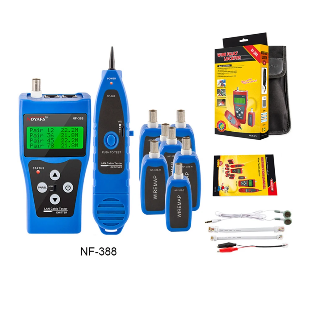 Noyafa Nf388 Multiuso Rede Lan Telefone Cabo Tester Jaques de Teste de Extremidade Distante Caça 5e 6e Fio Rastreador Medida Comprimento do Cabo - Imagem 6