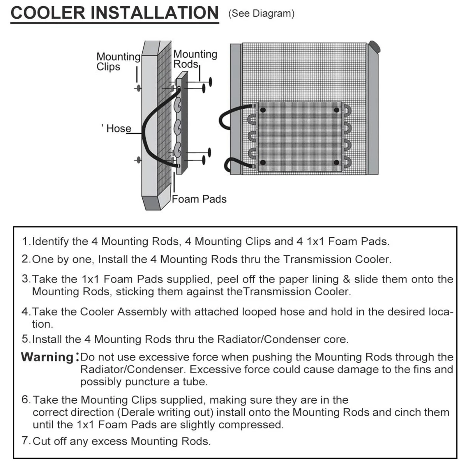 4 Row Universal Transmission Oil Cooler Kit with Tube and Hose Mounting Kit Aluminium Alloy Radiator Tube and Fin Cooler Kit