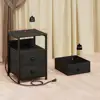 Set of 2 Nightstands with Charging Station USB Ports AC Outlets Fabric Drawers Small End Table Bedroom Living Room 6