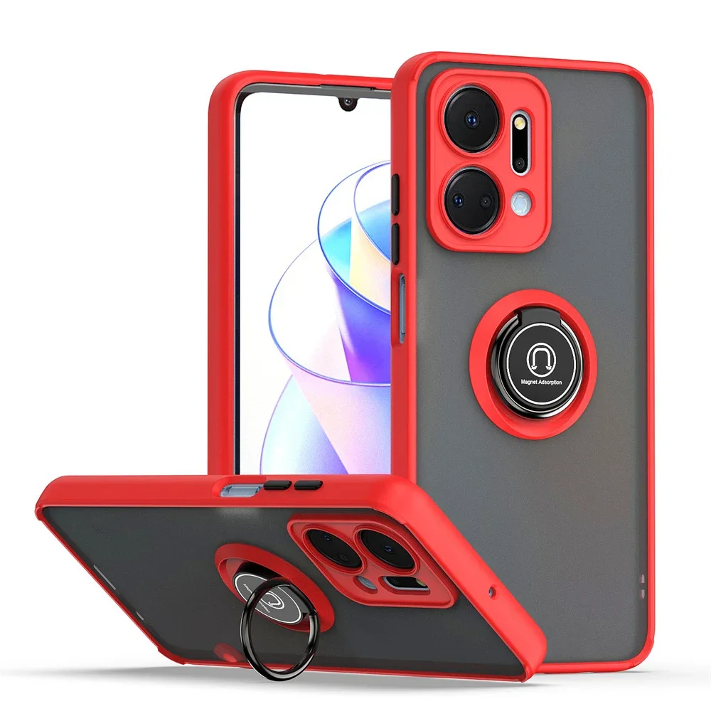 Shockproof Matte Case with Car Magnet Ring Holder Cover