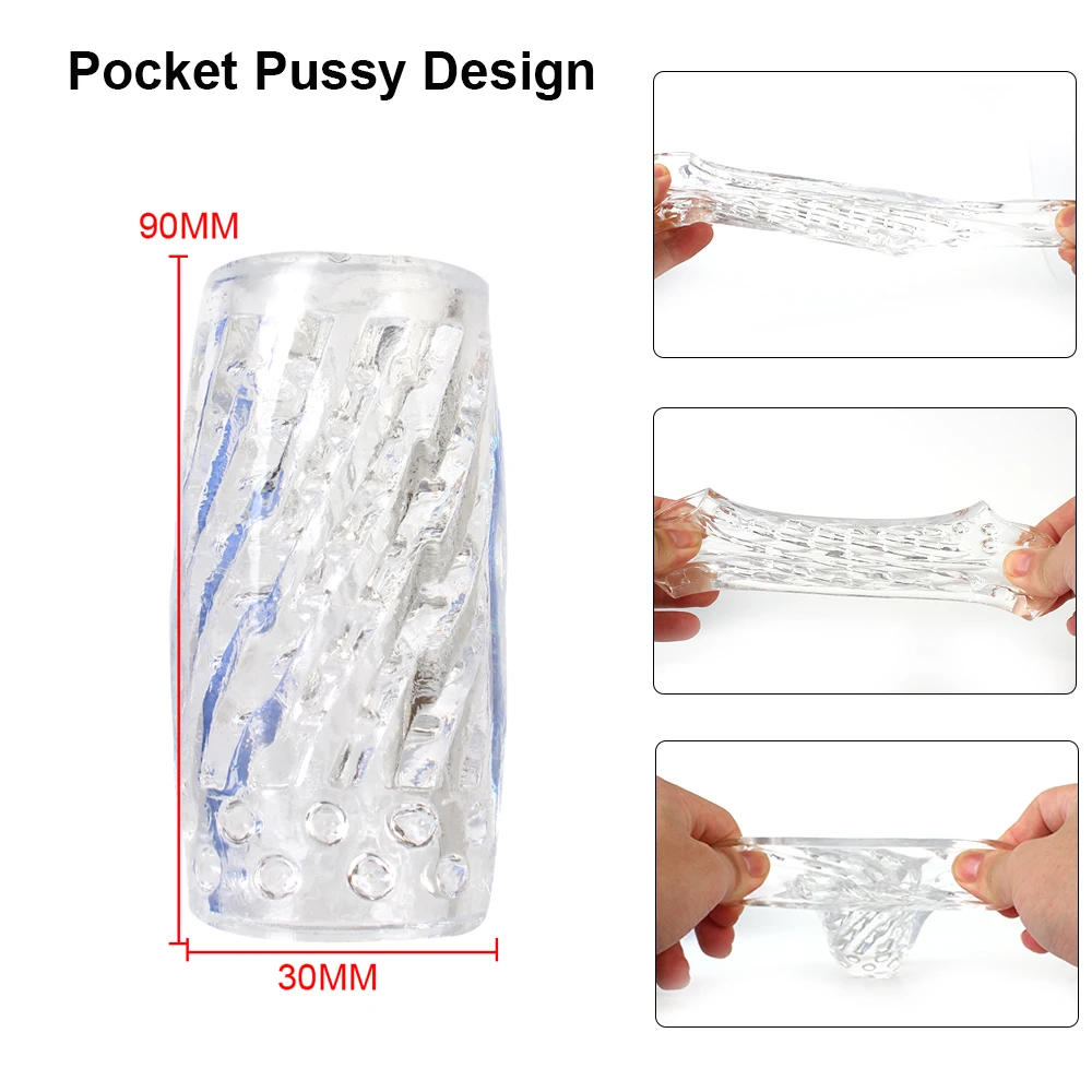 Male Masturbator 13cm Transparent Vaginal Sex Toy for Men 18 Plus Realistic Vagina Penis Enlargement Exerciser Erotic