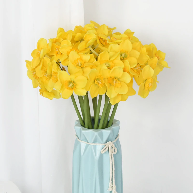 Luxe Narcissus Narcissen Boeket Real Touch Kunstbloemen Home Hotel Decoratie Bruiloft Bruids Flore Witte Bloem (Color : White Yellow