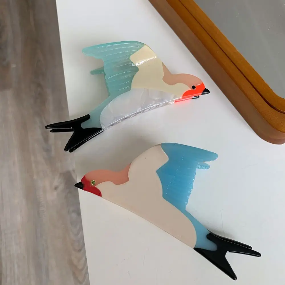 Fashion Acetate Animal Hair Claw Cat Rainbow Cat Hair Clip Zircon Large Size Acetate Shark Clip Lady/Girls