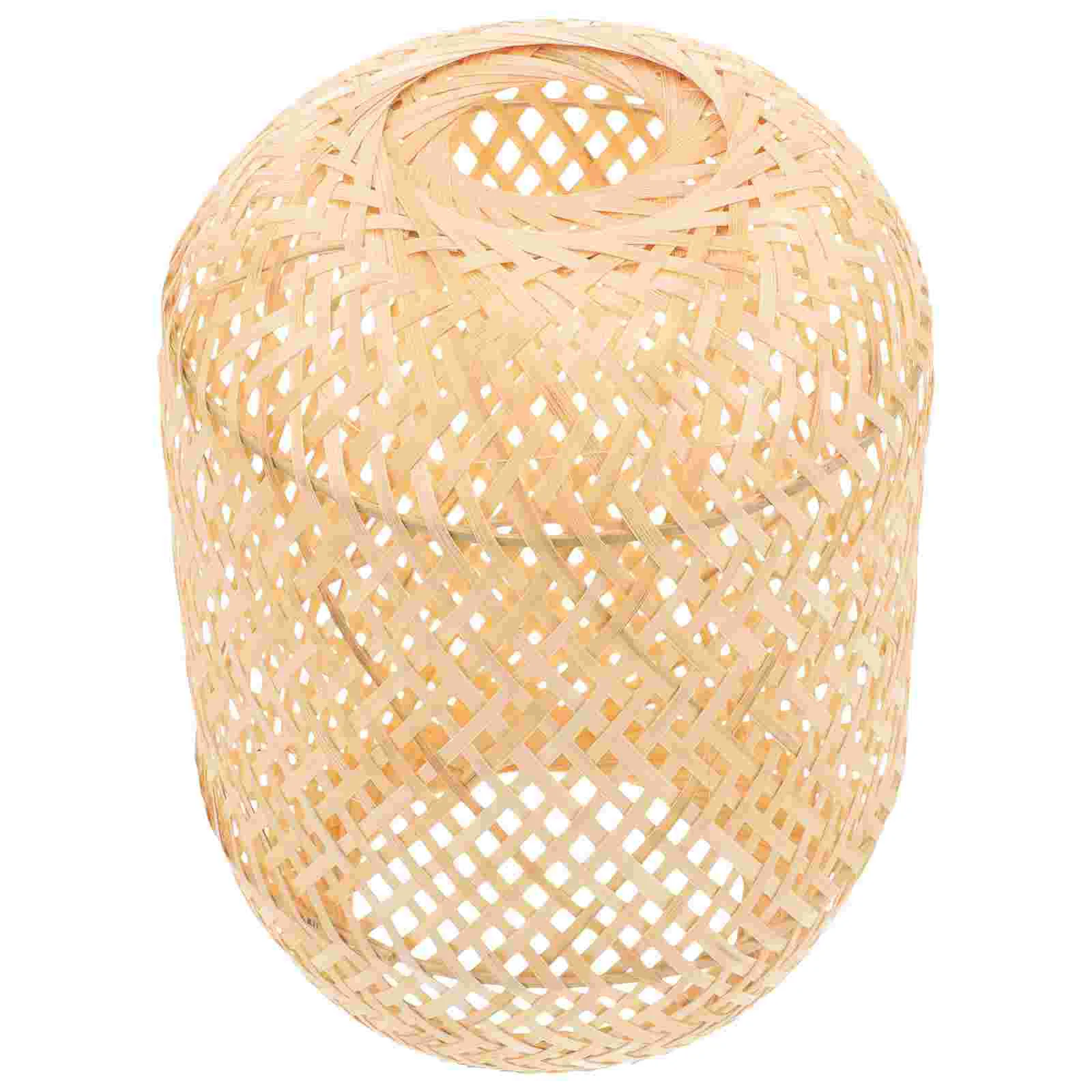 

Bamboo Lampshade Pendant Light Fixtures Desk Weaving Woven Bedside Table Covers Lampshades Rustic Style