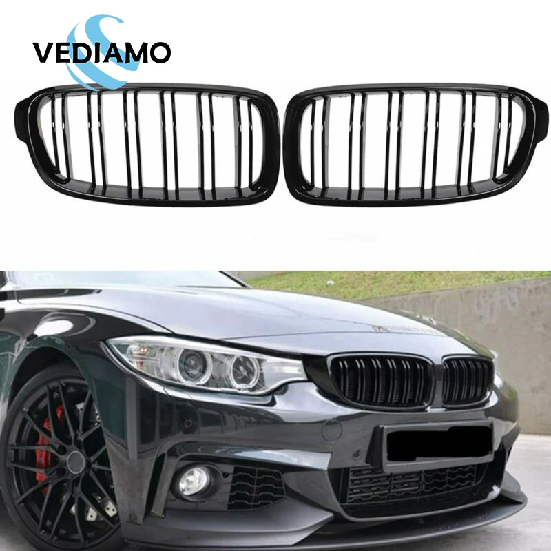 

2pcs Front Bumper Grilles Front Kidney Grille Grill Gloss Black for BMW 13-19 F30 F31 3-Series 320i 328i Car Accessories