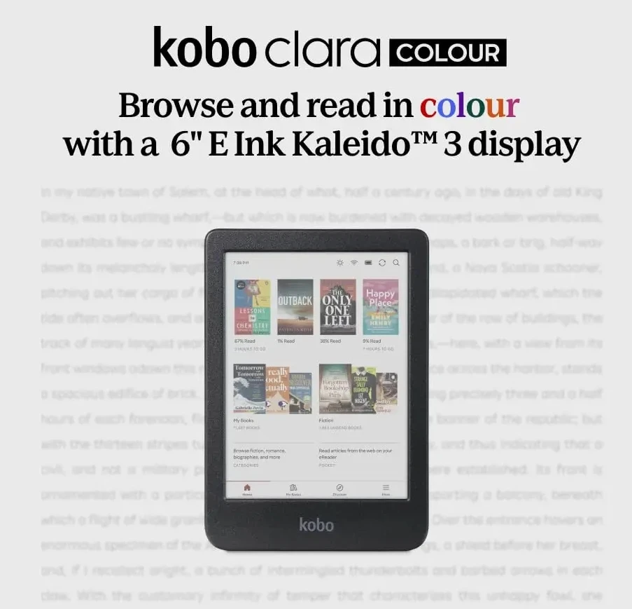 KOBO Clara Colour BW e-book reader 6'' 16G / IPX8 waterproof / E Ink Kaleido 3 technology