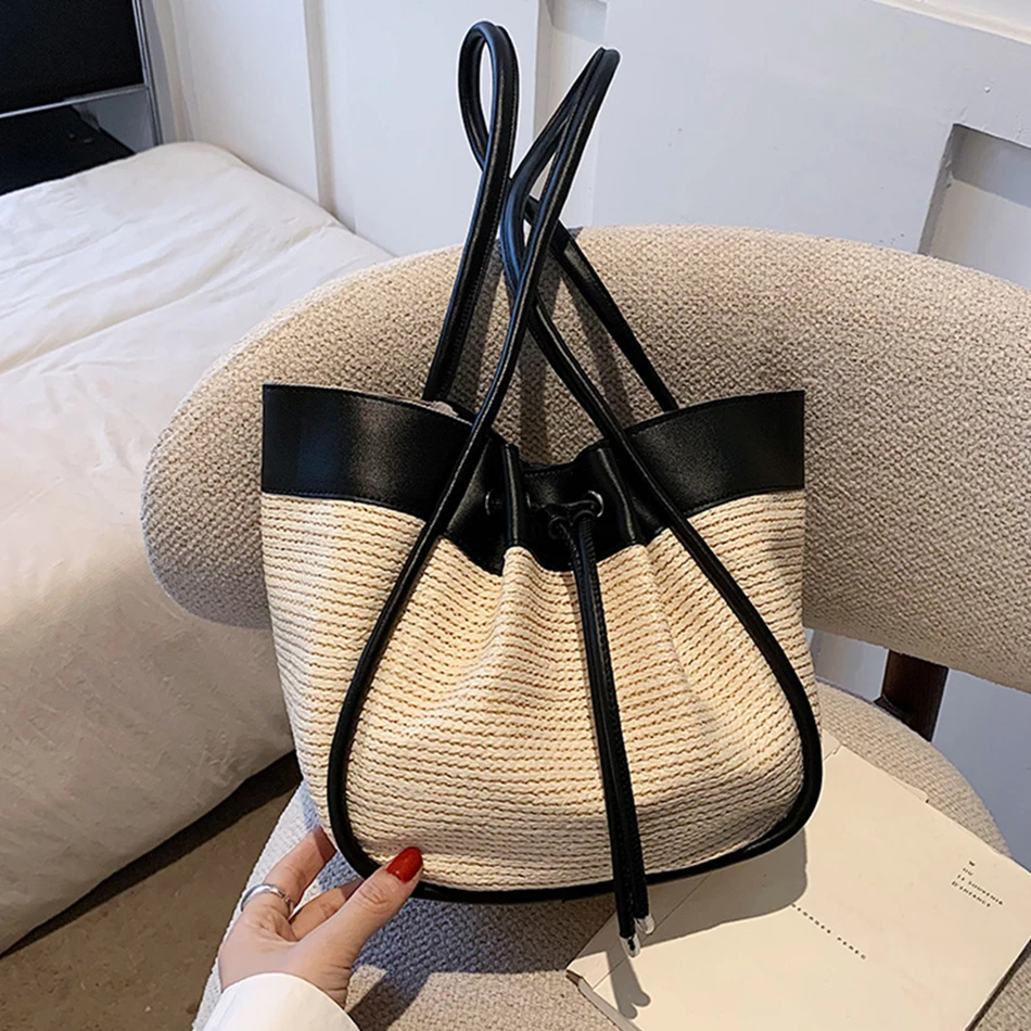

Summer Straw Basket Bags for Women Casual Rattan Large Capacity Totes Female Designer Handbags Fashion Woven Shoulder Bag Trend