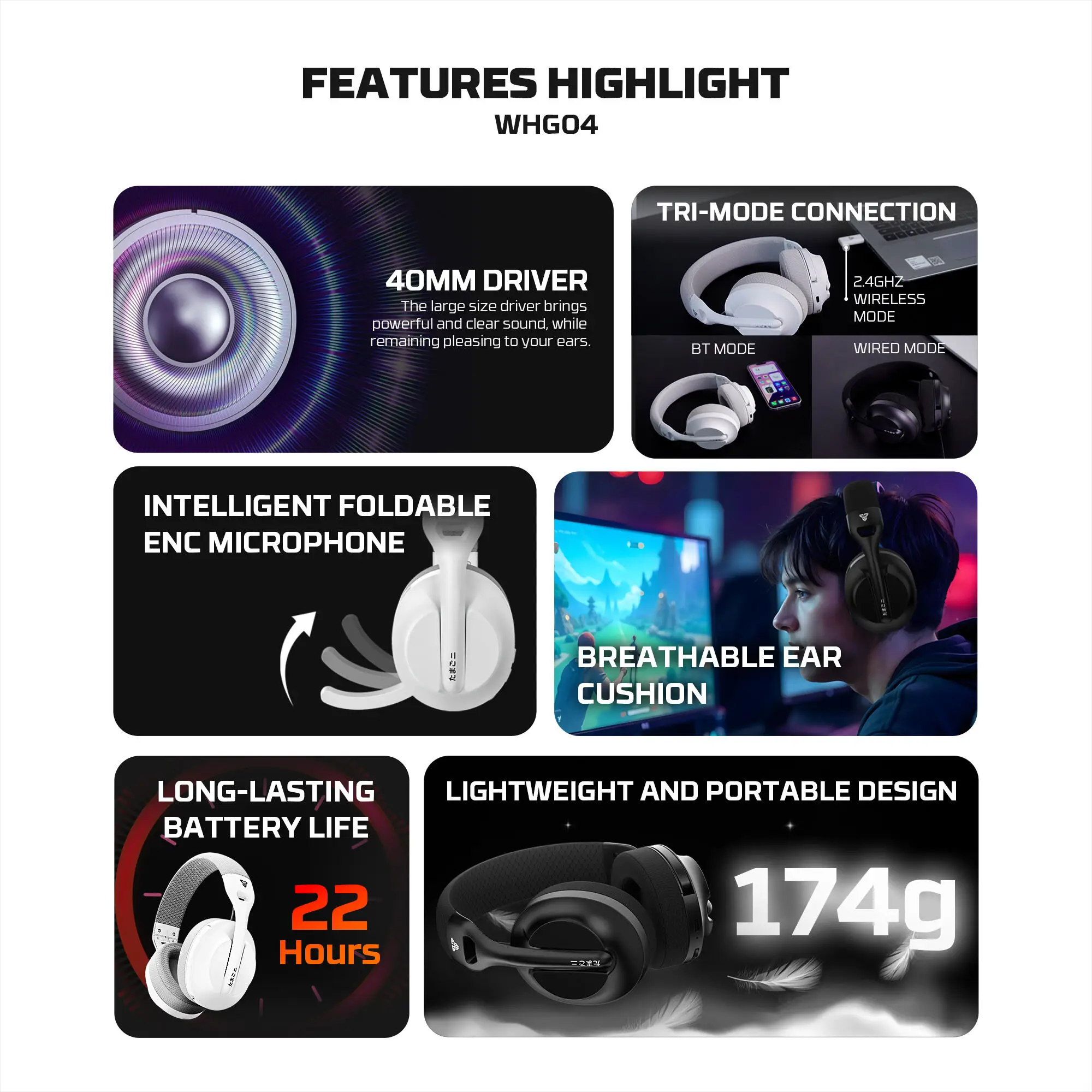 FANTECH TAMAGO II WHG04 سماعة رأس سلكية ولاسلكية 4...