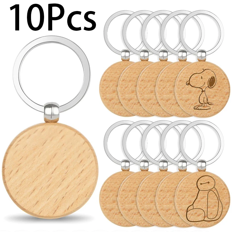 

10Pcs Wood Keychain Blanks Wooden Blank Keychains Unfinished Blanks Wood Keychains Key Tag Blank Wooden Key Chain