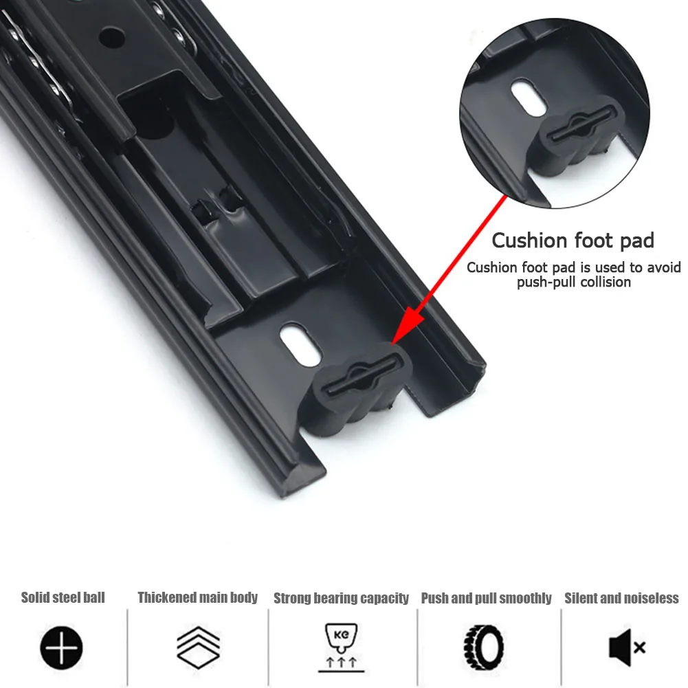2Pcs Drawer Slides 6 Inch Side Mount Telescopic Drawer Rail 3 Section Mounting Runners Slider for Cabinet Home Furniture