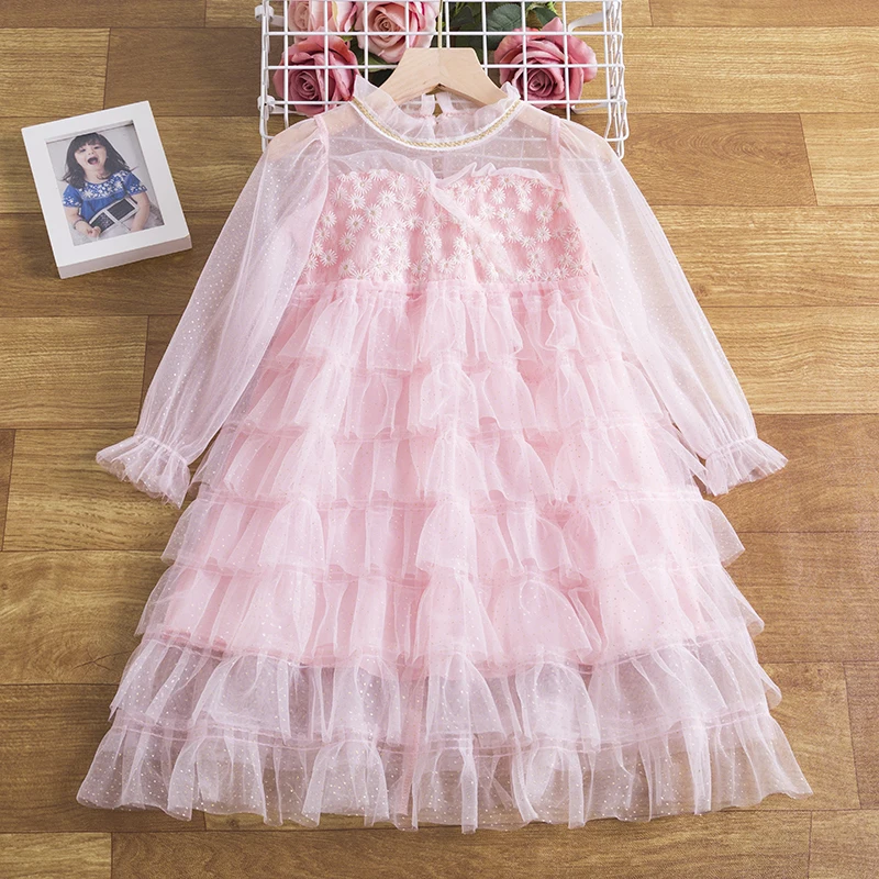 cheap baby dresses New Year Princess Dresses For Girls Christmas Dots Bow Sleeveless Ball Gown For Children Kid Ruffle Birthday Party Tulle Vestido cutest baby dresses Dresses