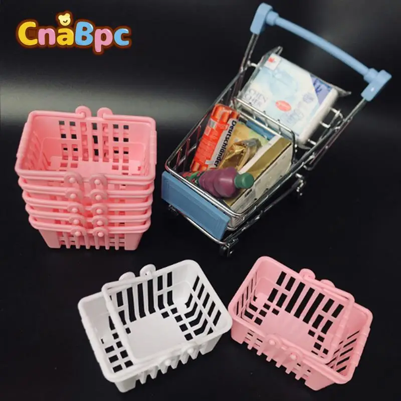 

1/12 Mini Shopping Basket Kids Mini Supermarket Shopping Hand Basket Model Doll House Miniature Furniture Pretend Play Toys