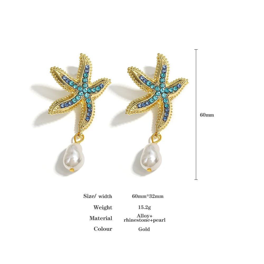 FUTIMELY Bohemia Starfish Pearl Drop Earrings For Women