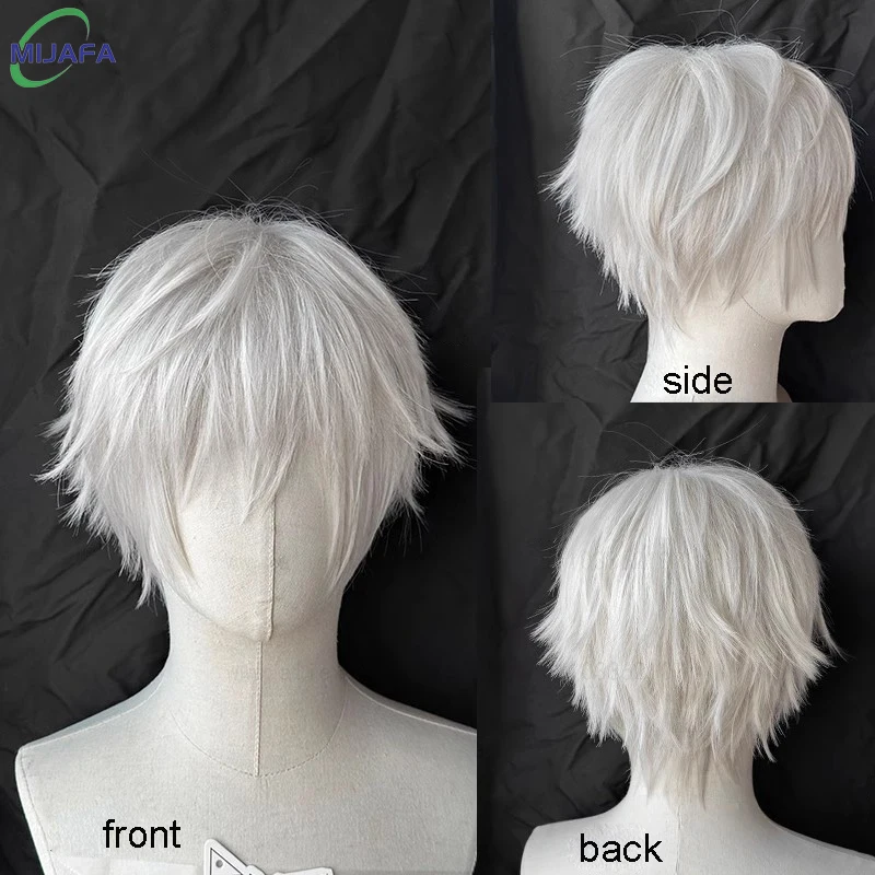 High Quality Kaneki Ken Cosplay Wig Satoru Gojo Nagi Seishiro Short Silver Beige Hair Heat Resistant Synthetic Anime Wigs