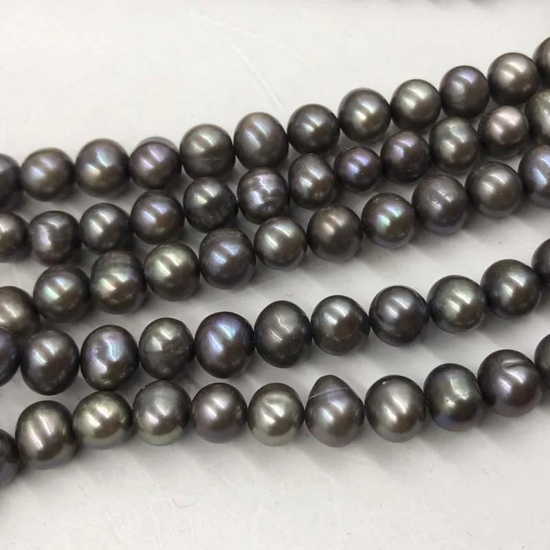 ELEISPL JEWELRY Wholesale 5 Strands 7.5-8mm Black Freshwater Pearls Free Shipping #22000478-4