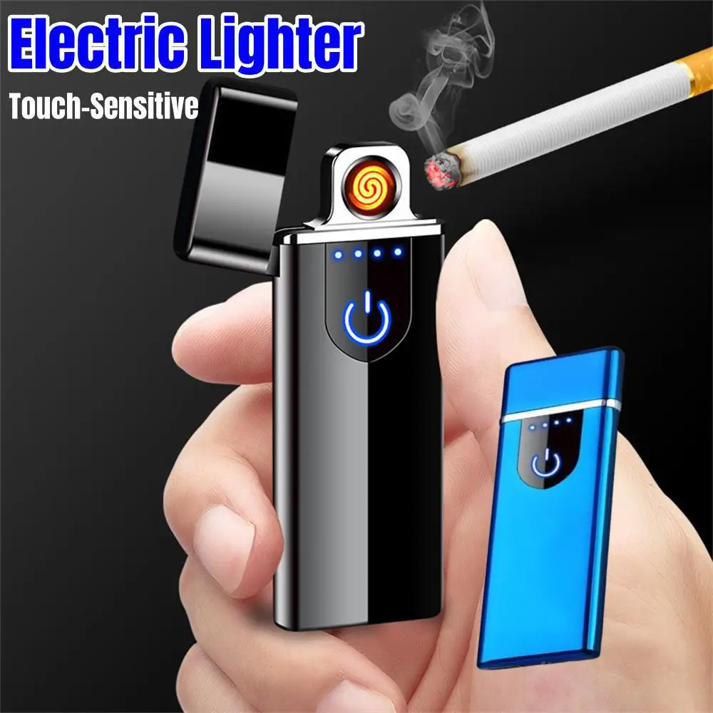 Description Picture 2 of itemMetal Electric USB Lighter Windproof Arc Cigarette Lighter Rechargeable Smoking Accessories Touch Lighters Does Not Contain Gas