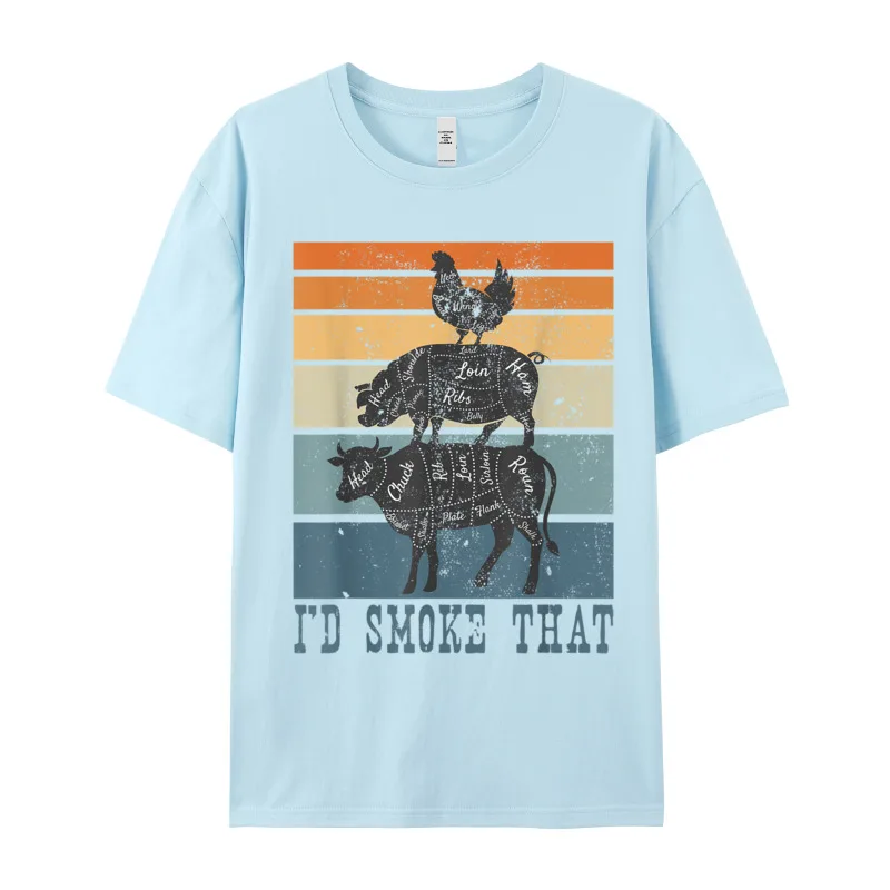 Cute Mens T-Shirt Funny Gifts for Meat Eater Street Tops & Tees All Cotton Short Sleeve Lose Tee-Shirt Round Neck Funny Gifts for Meat Eater Cow Smoker Vintage I Smoke Meats T-Shirt__18271 light