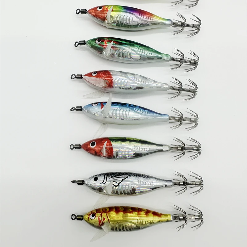 수평 목재 새우, 레이저 발광 플로팅 에기 루어, 오징어 지깅 새우 후크, 문어 오징어 낚시 미끼, 5.5g 