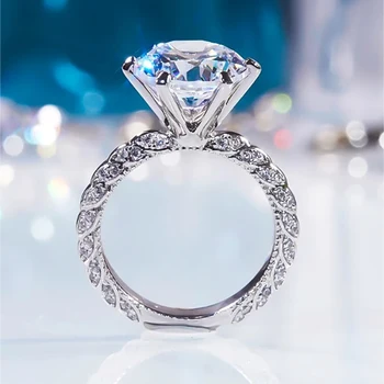 5ct Grey White Moissanite Wedding Ring 925 Sterling Silver D VVS Bride Engaged Diamond Band Fine Jewelry Test Passed 4