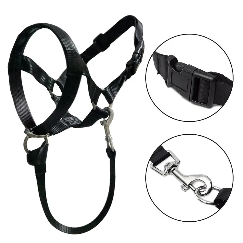 Adjustable Anti Barking Non Pull Dog Muzzle Dog Halter Leader Harness Dog Head Collar_voghion.com