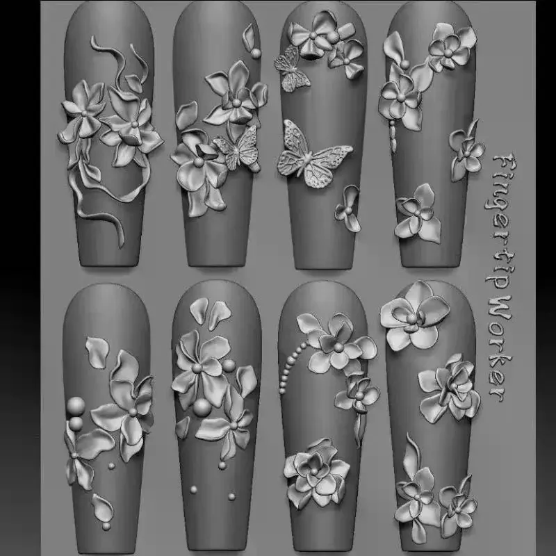 3D 실리콘 네일 몰드 꽃 리본 나비 네일 템플릿 투명 몰드 DIY 네일 아트 데코 스탬핑 플레이트 매니큐어 도구