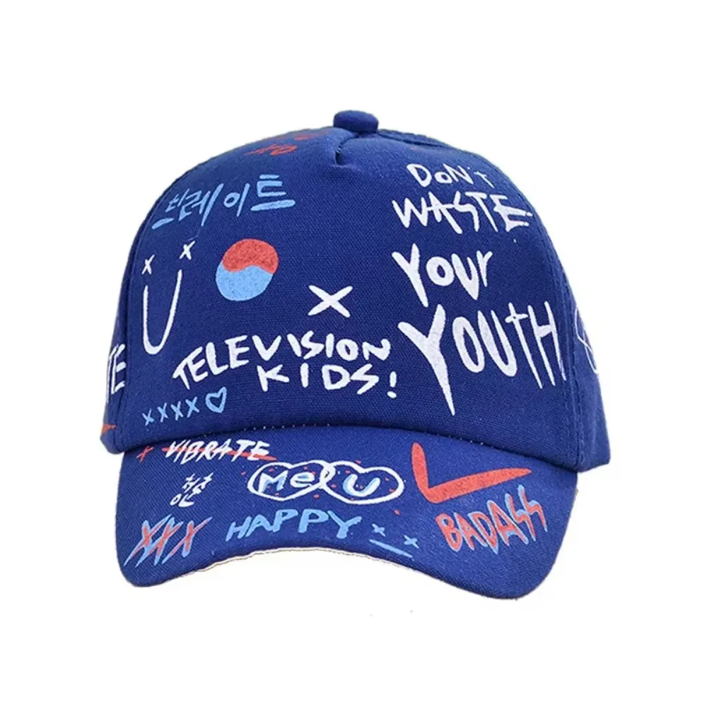 1-3 Years Children Snapback Hat Graffiti Printing Street Dance Sun Peaked Cap for Boy and Girl Kids Baseball Cap Hip 야구 모자