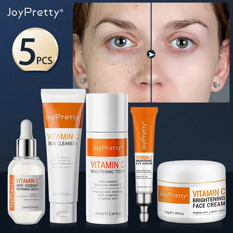 Joypretty 5pcs Vitamin C Face Skin Care Set Whitening Brighten