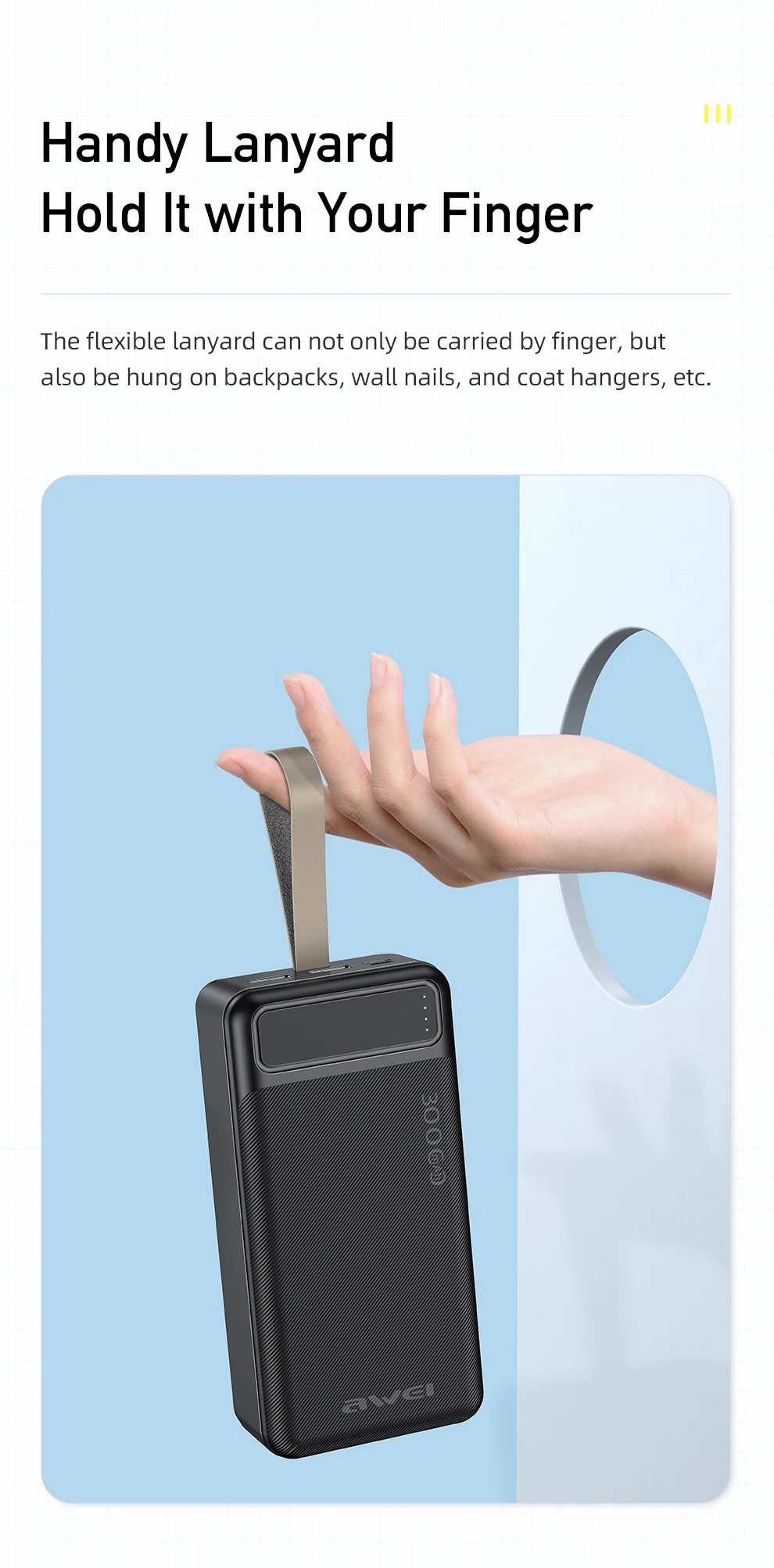 Awei P7K 30000mAh fast Charging Power bank description image 4