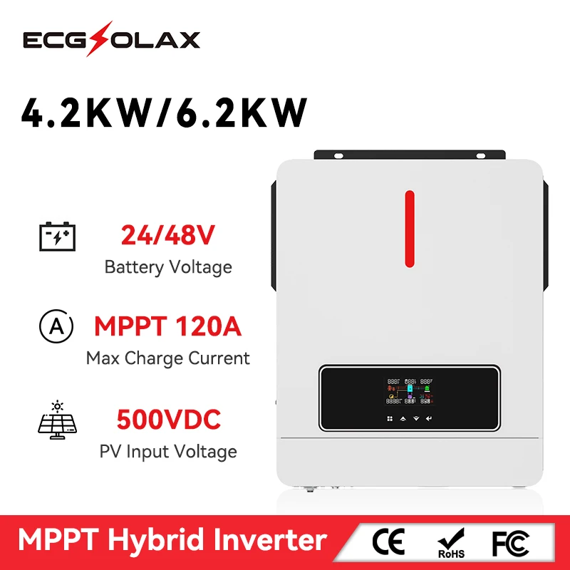 ECGSOLAX4.2KW6.2KWHybridSolarInverter24V48V220VacWith120AMPPTSolarControllerPVMax500VDCPureSineWaveInverter-AliExpress