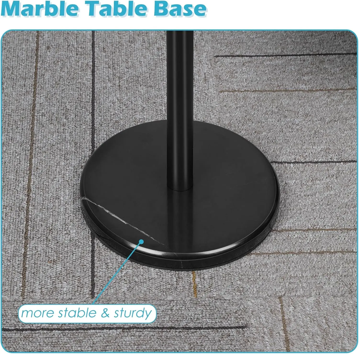 Drink Tables for Small Spaces Pedestal Side Table with Marble Base Small Round Side Table Black Coffee Table for Sofa 3